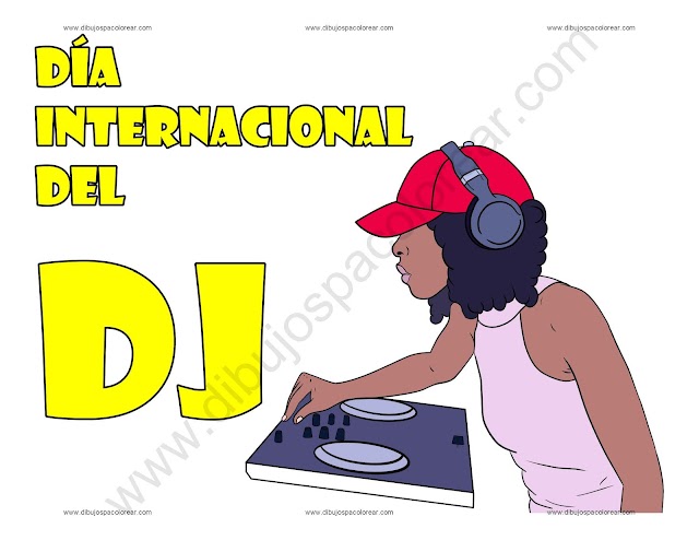 Día Internacional del DJ  dibujo a color y para colorear